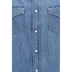 Brunello Cucinelli Blue Denim Shirt Brunello Cucinelli