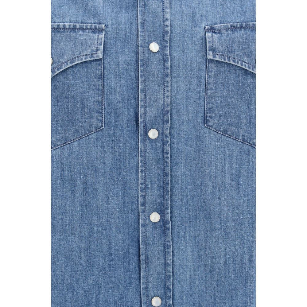 Brunello Cucinelli Blue Denim Shirt Brunello Cucinelli