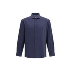 Brunello Cucinelli Blue Cotton Dress Shirt Brunello Cucinelli