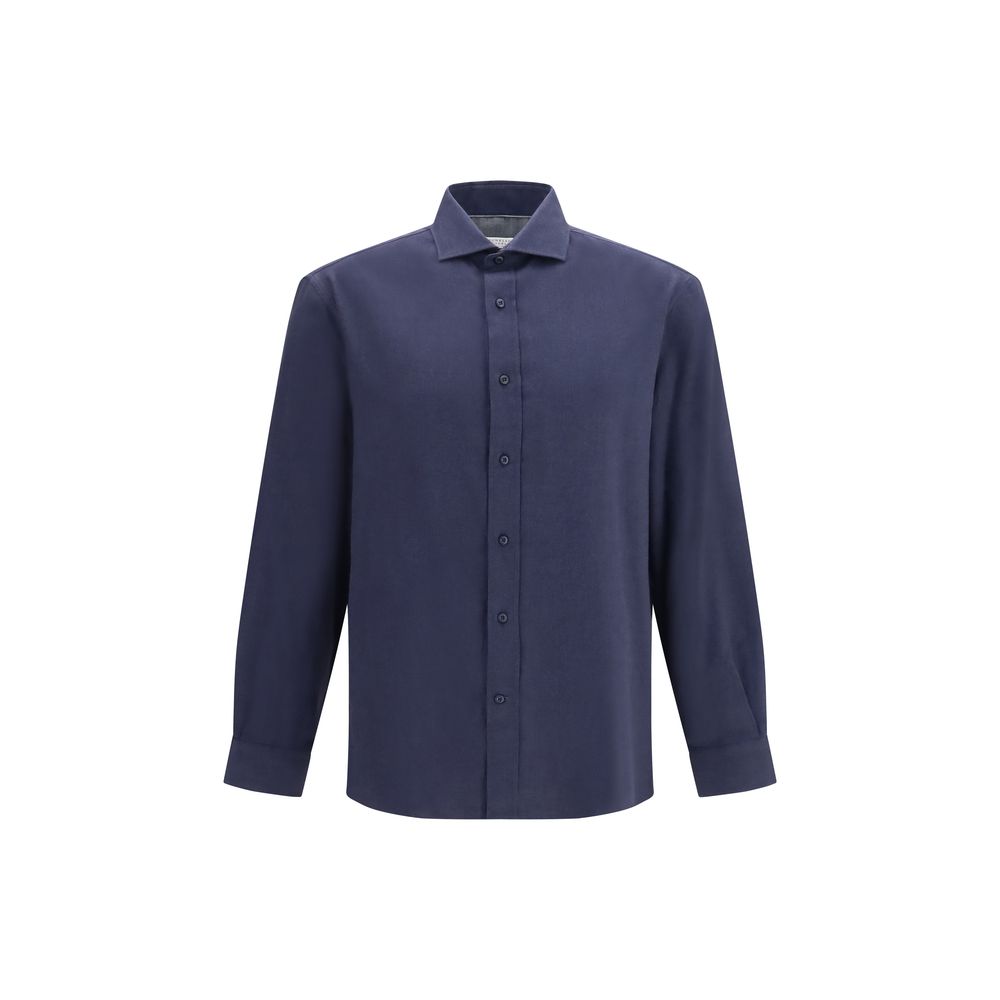 Brunello Cucinelli Blue Cotton Dress Shirt Brunello Cucinelli