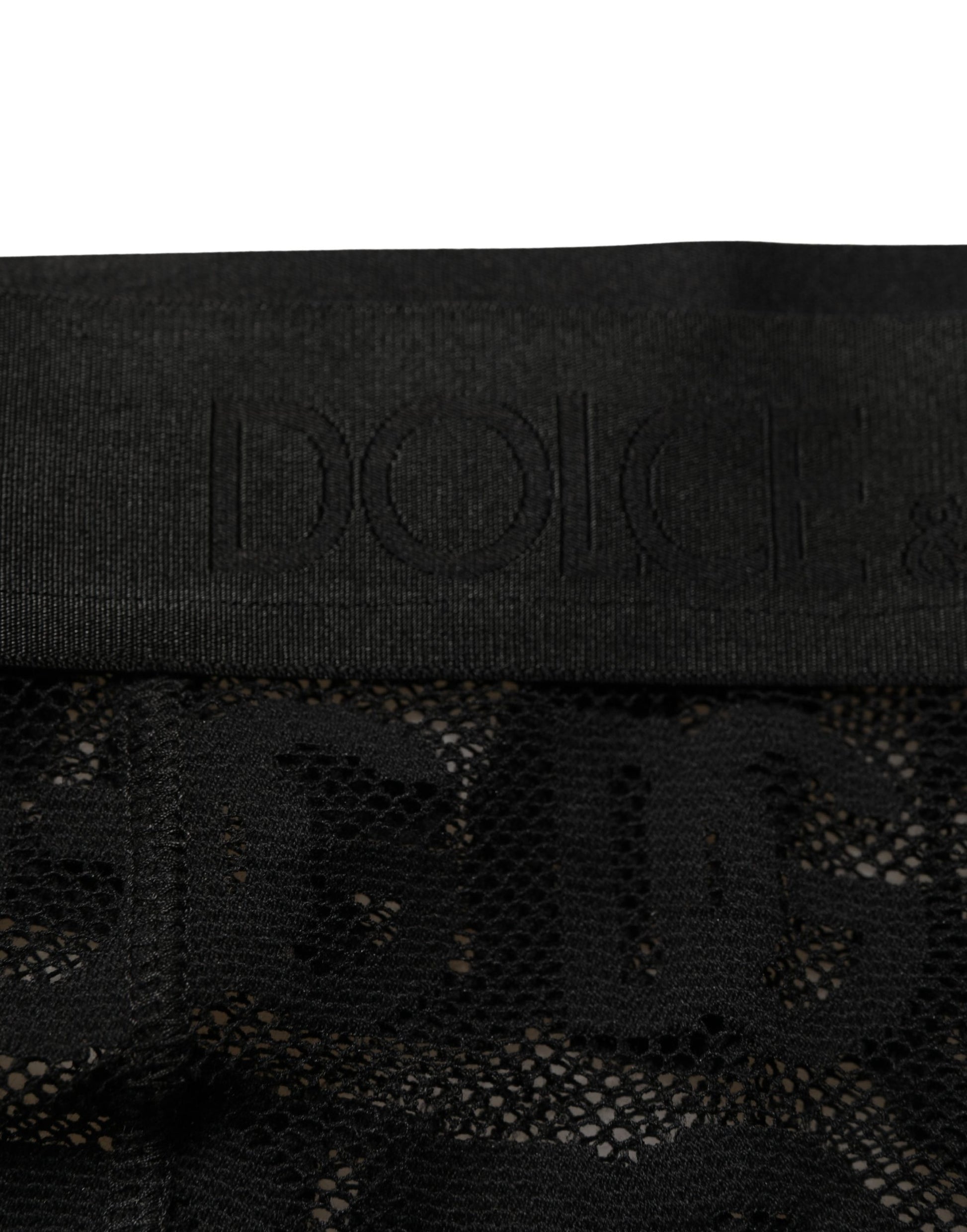 Dolce & Gabbana Black All Over Logo Print Sheer Pantyhose Underwear Dolce & Gabbana