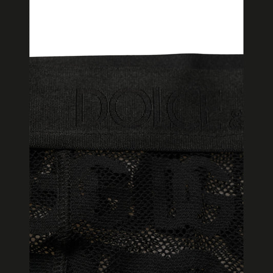 Dolce & Gabbana Black All Over Logo Print Sheer Pantyhose Underwear Dolce & Gabbana