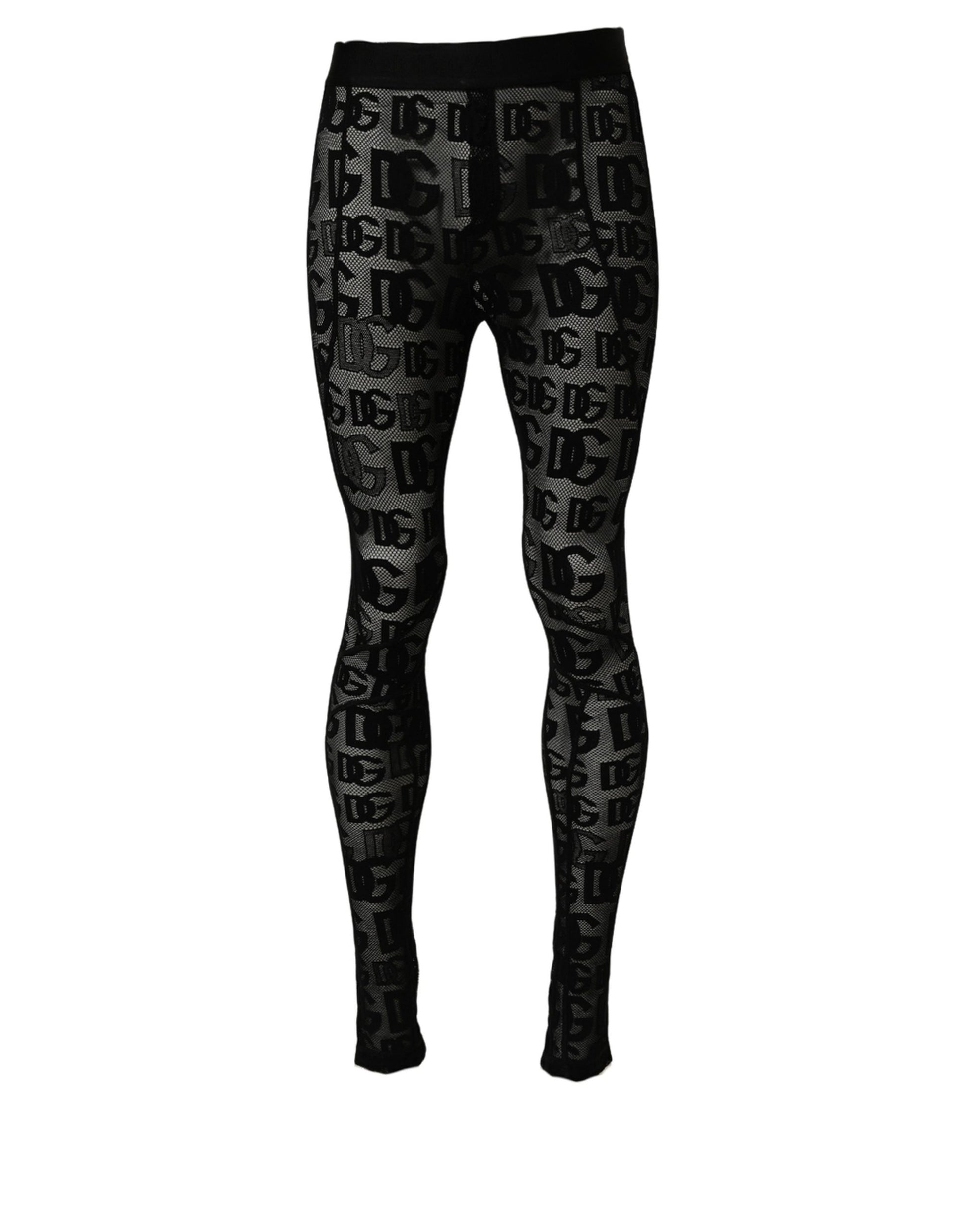 Dolce & Gabbana Black All Over Logo Print Sheer Pantyhose Underwear Dolce & Gabbana