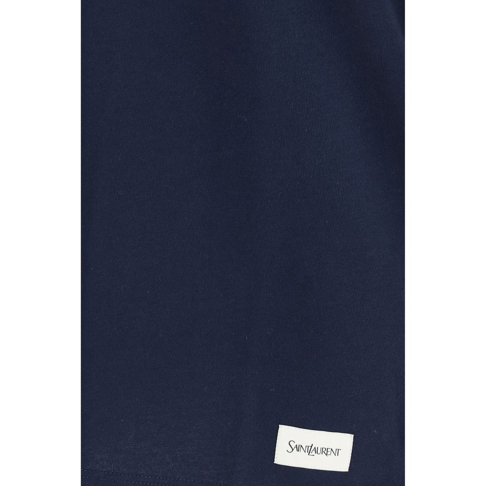 Saint Laurent Blue Cotton T-Shirt Saint Laurent