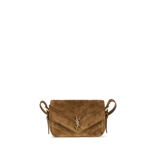 Saint Laurent Brown Suede Leather Shoulder Bag Saint Laurent