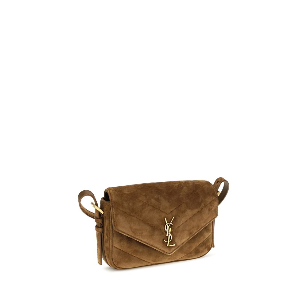 Saint Laurent Brown Suede Leather Shoulder Bag Saint Laurent