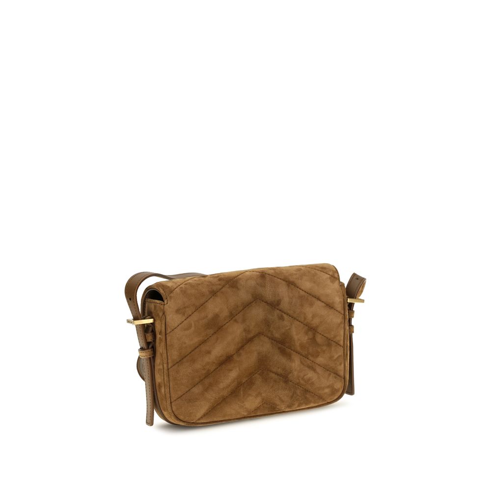 Saint Laurent Brown Suede Leather Shoulder Bag Saint Laurent