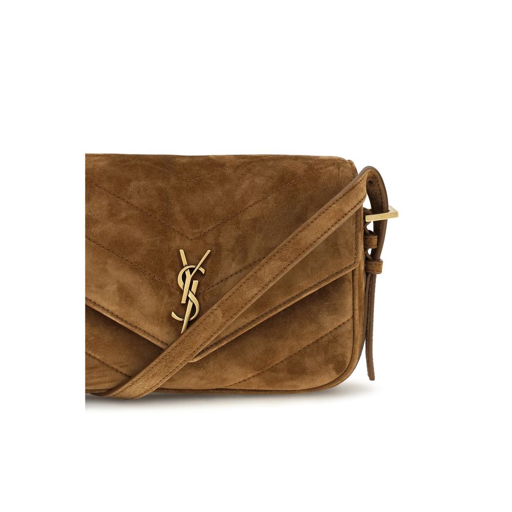Saint Laurent Brown Suede Leather Shoulder Bag Saint Laurent