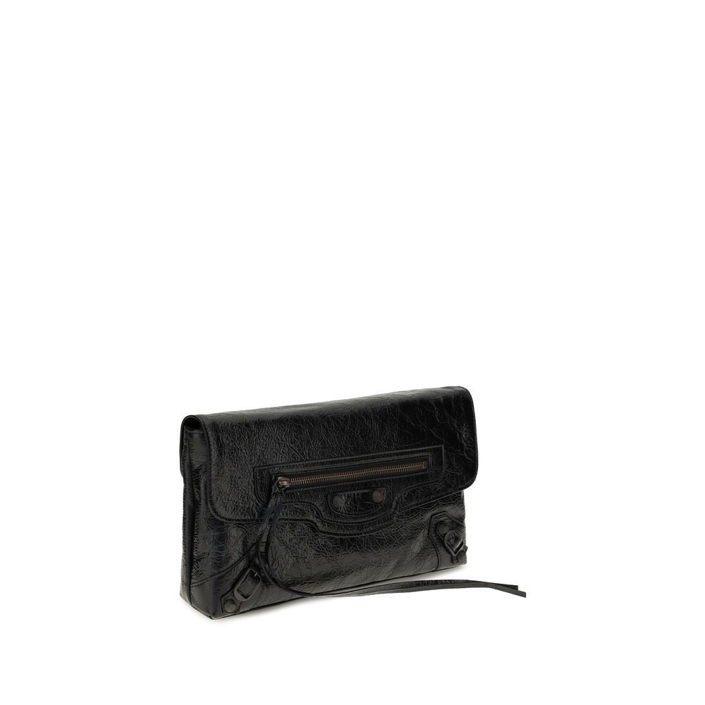 Balenciaga Black Lamb Ovis Aries Aries Clutch Bag Balenciaga