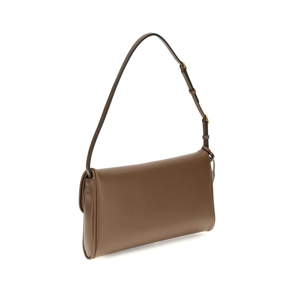 Valentino Garavani Brown Calf Leather Bos Taurus Shoulder Bag Valentino Garavani