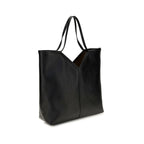 Saint Laurent Bos Taurus shoulder bag in black calf leather with sleek design and silver hardware, stylish and elegant accessory.
