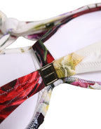 Dolce & Gabbana White Floral Print Nylon Beachwear Bikini Top Dolce & Gabbana