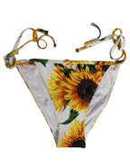 Dolce & Gabbana Bottom White Sunflower Nylon Beachwear Bikini Dolce & Gabbana