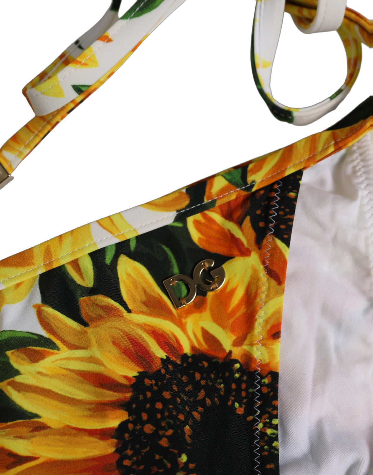 Dolce & Gabbana Bottom White Sunflower Nylon Beachwear Bikini Dolce & Gabbana