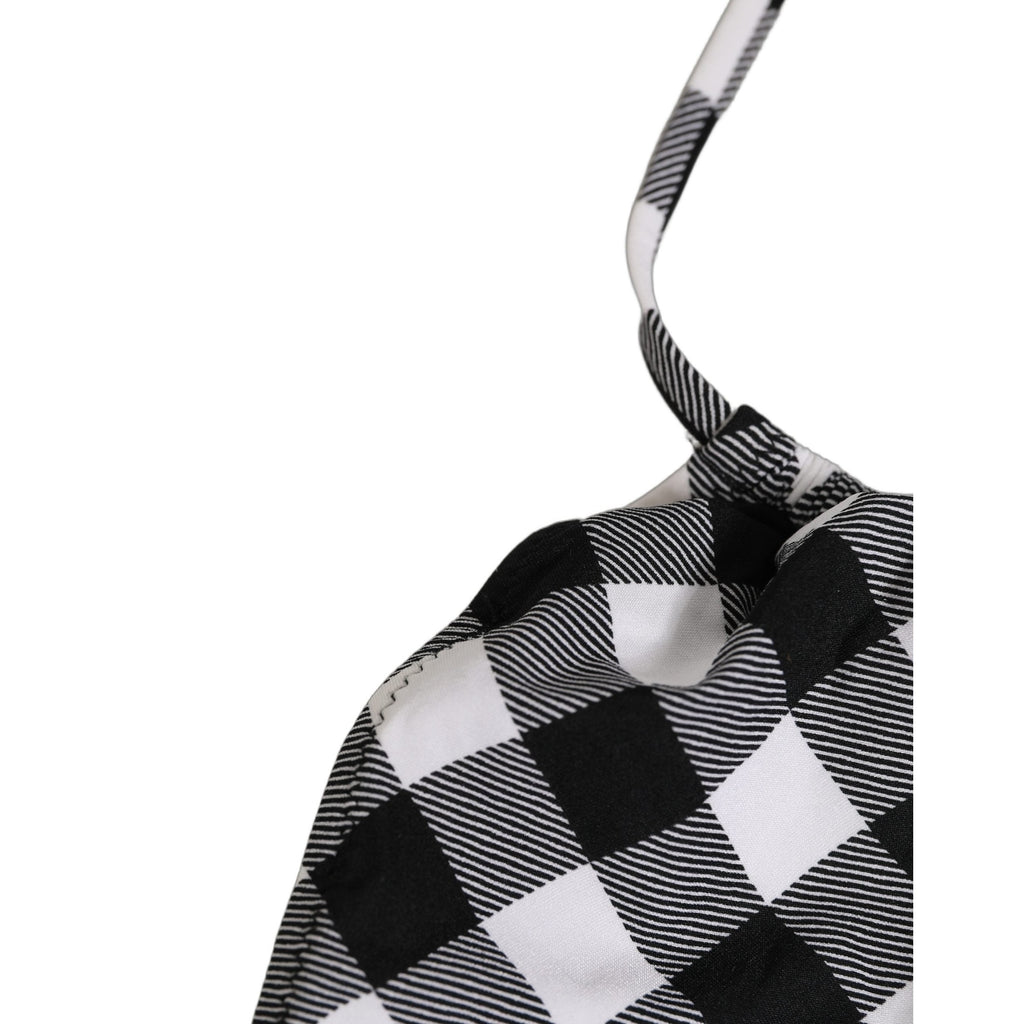 Dolce & Gabbana Black White Checkered Halter Beachwear Bikini Top Dolce & Gabbana