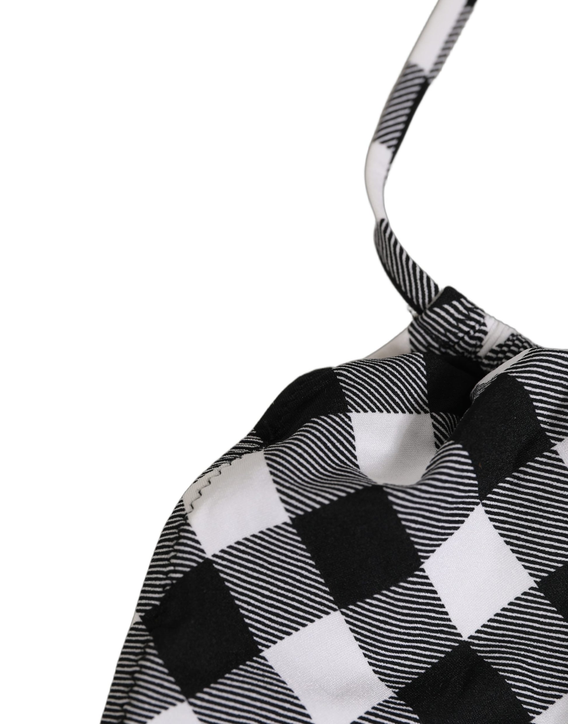 Dolce & Gabbana Black White Checkered Halter Beachwear Bikini Top Dolce & Gabbana