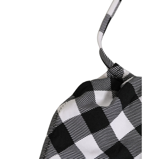Dolce & Gabbana Black White Checkered Halter Beachwear Bikini Top Dolce & Gabbana