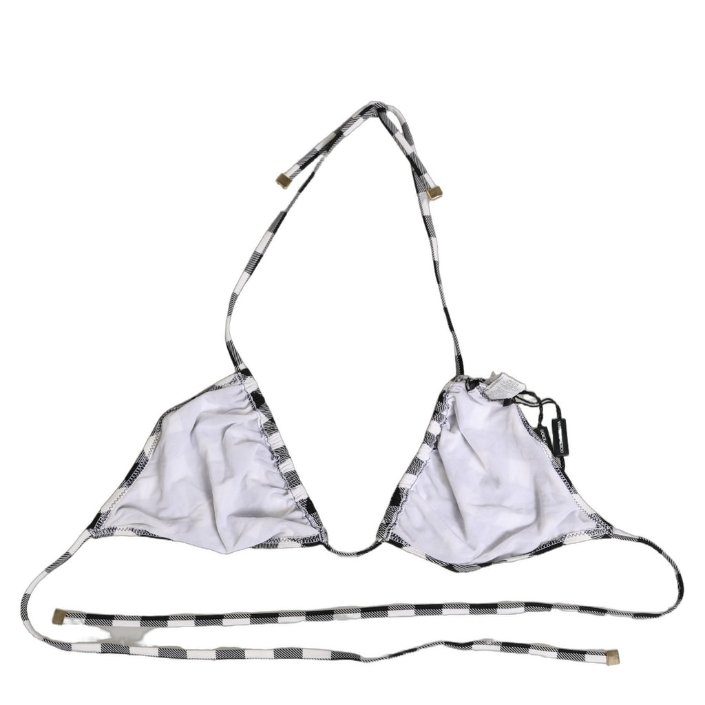 Dolce & Gabbana Black White Checkered Halter Beachwear Bikini Top Dolce & Gabbana