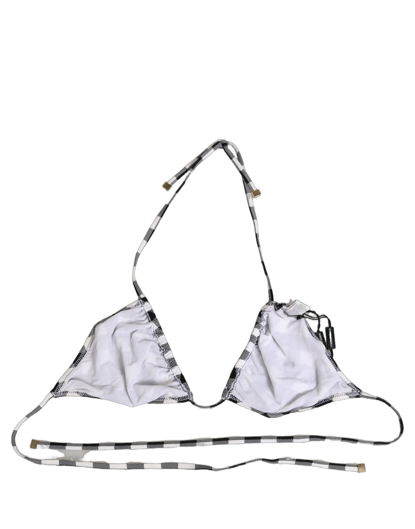 Dolce & Gabbana Black White Checkered Halter Beachwear Bikini Top Dolce & Gabbana