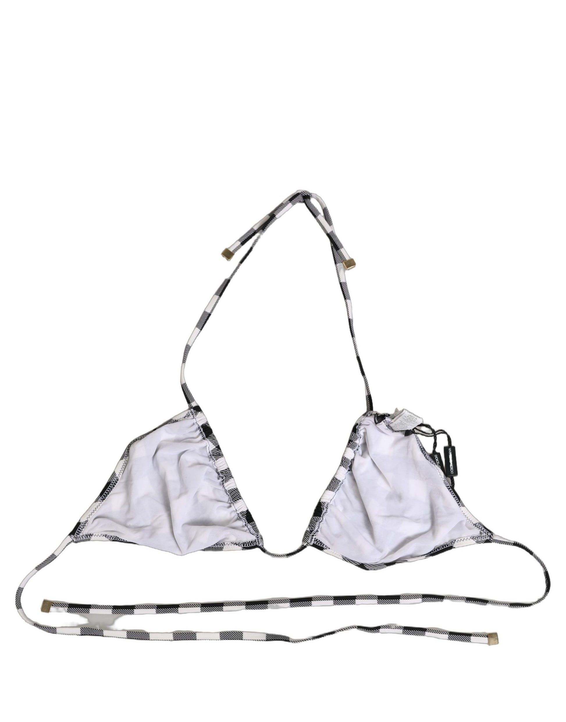 Dolce & Gabbana Black White Checkered Halter Beachwear Bikini Top Dolce & Gabbana