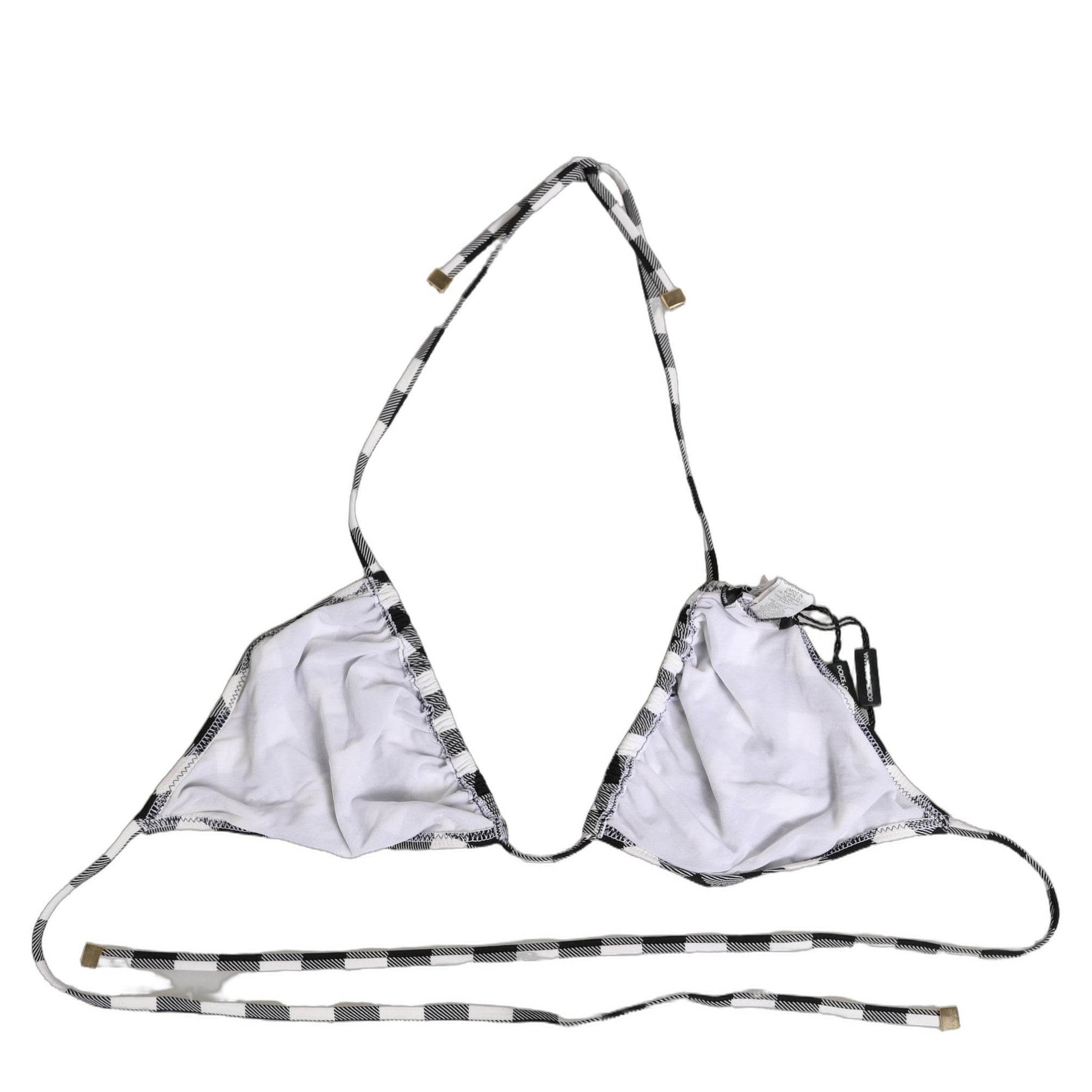 Dolce & Gabbana Black White Checkered Halter Beachwear Bikini Top Dolce & Gabbana