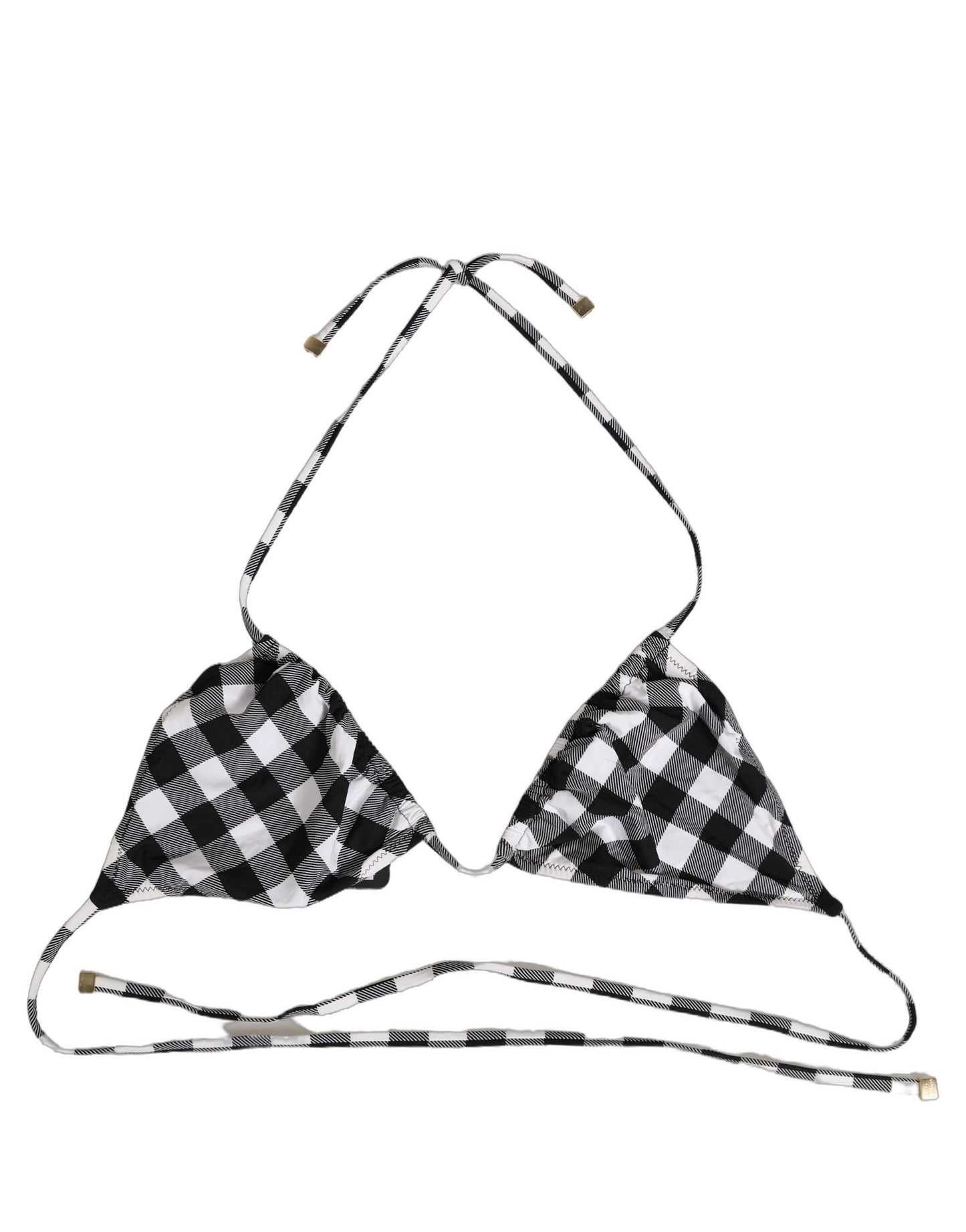 Dolce & Gabbana Black White Checkered Halter Beachwear Bikini Top Dolce & Gabbana