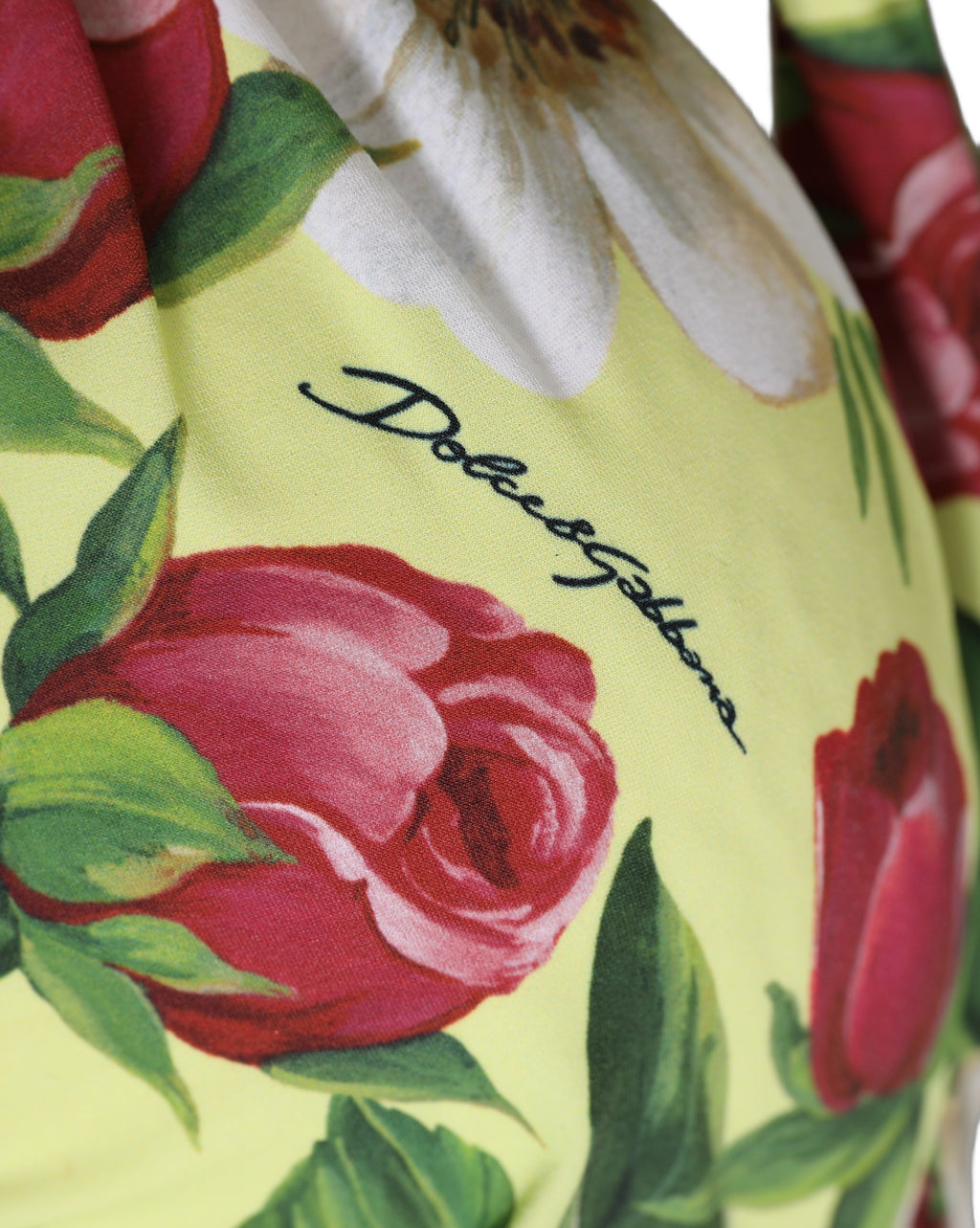 Dolce & Gabbana Yellow Floral Halter Nylon Beachwear Bikini Top Dolce & Gabbana