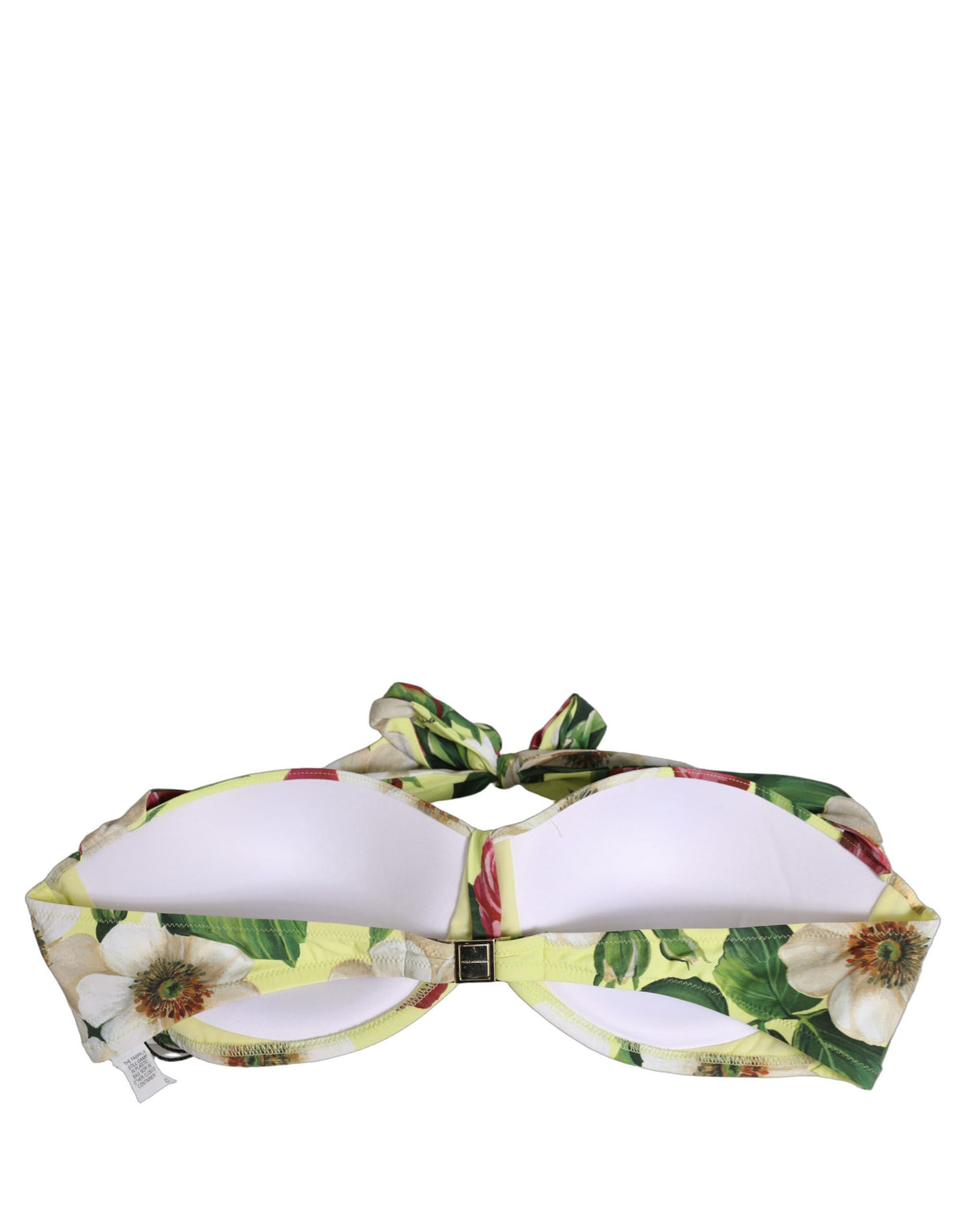 Dolce & Gabbana Yellow Floral Halter Nylon Beachwear Bikini Top Dolce & Gabbana