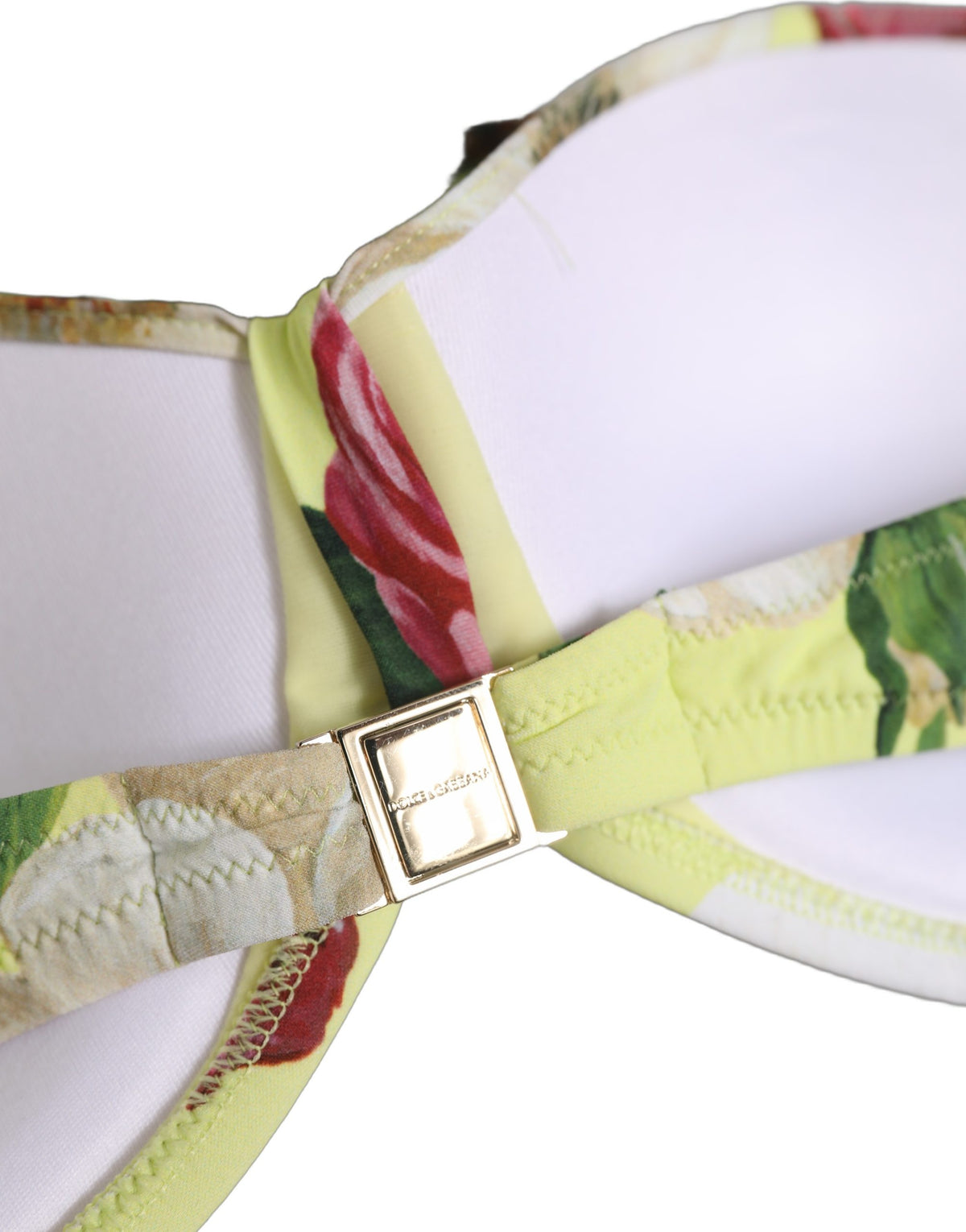 Dolce & Gabbana Yellow Floral Halter Nylon Beachwear Bikini Top Dolce & Gabbana