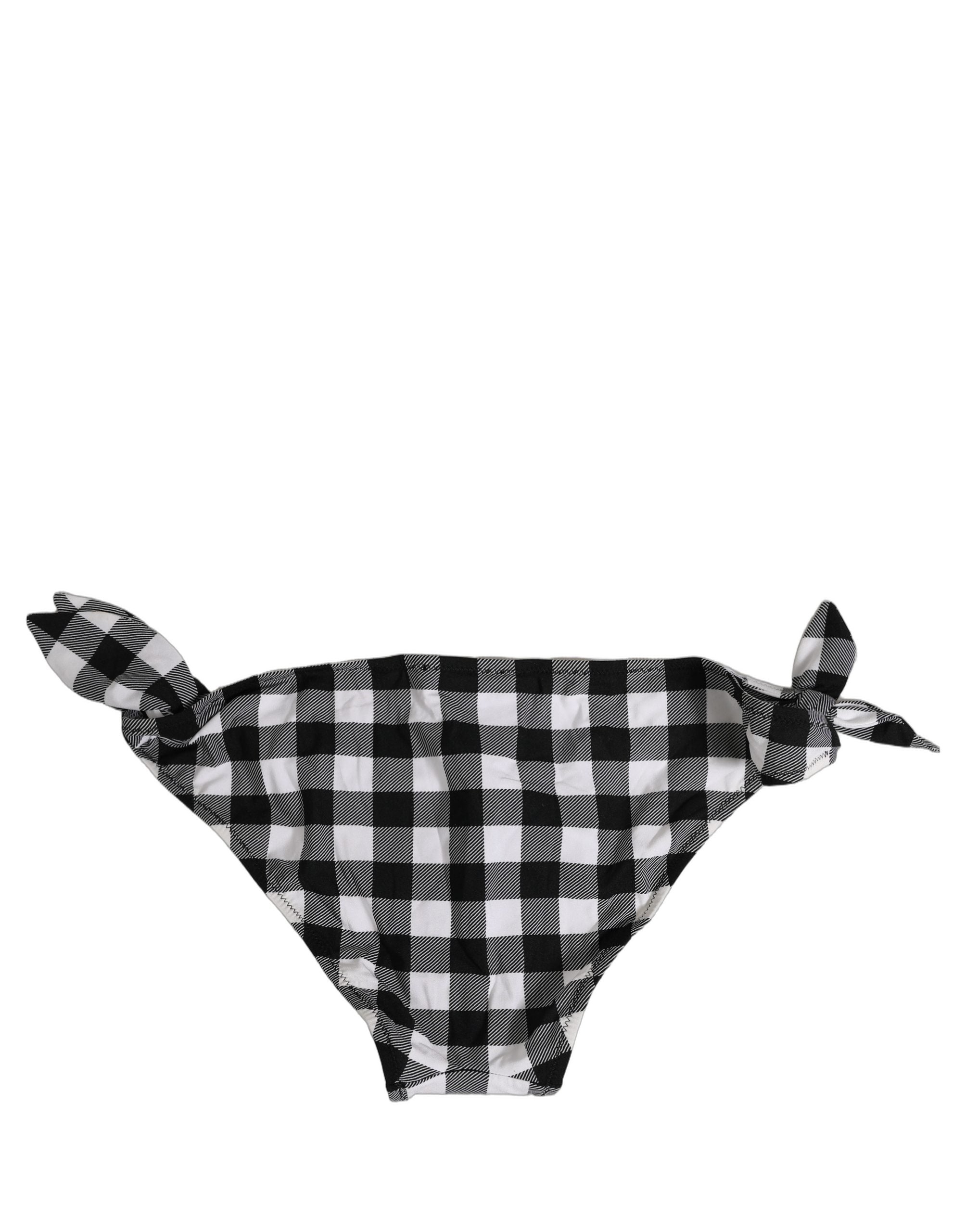 Dolce & Gabbana Black White Checkered Beachwear Bikini Bottom Dolce & Gabbana