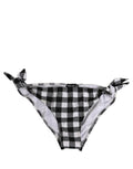 Dolce & Gabbana black and white checkered bikini bottom with sporty cut, perfect for beachwear and swimming.