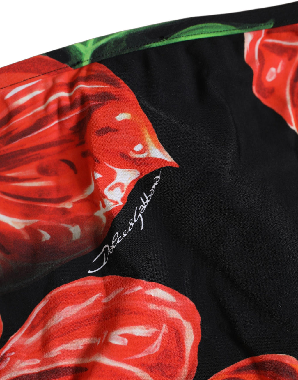 Dolce & Gabbana Black Floral Print Nylon Beachwear Bikini Bottom Dolce & Gabbana