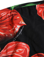 Dolce & Gabbana Black Floral Print Nylon Beachwear Bikini Bottom Dolce & Gabbana