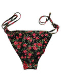 Dolce & Gabbana Black Floral Print Nylon Beachwear Bikini Bottom Dolce & Gabbana
