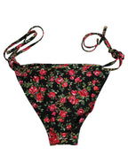 Dolce & Gabbana Black Floral Print Nylon Beachwear Bikini Bottom Dolce & Gabbana