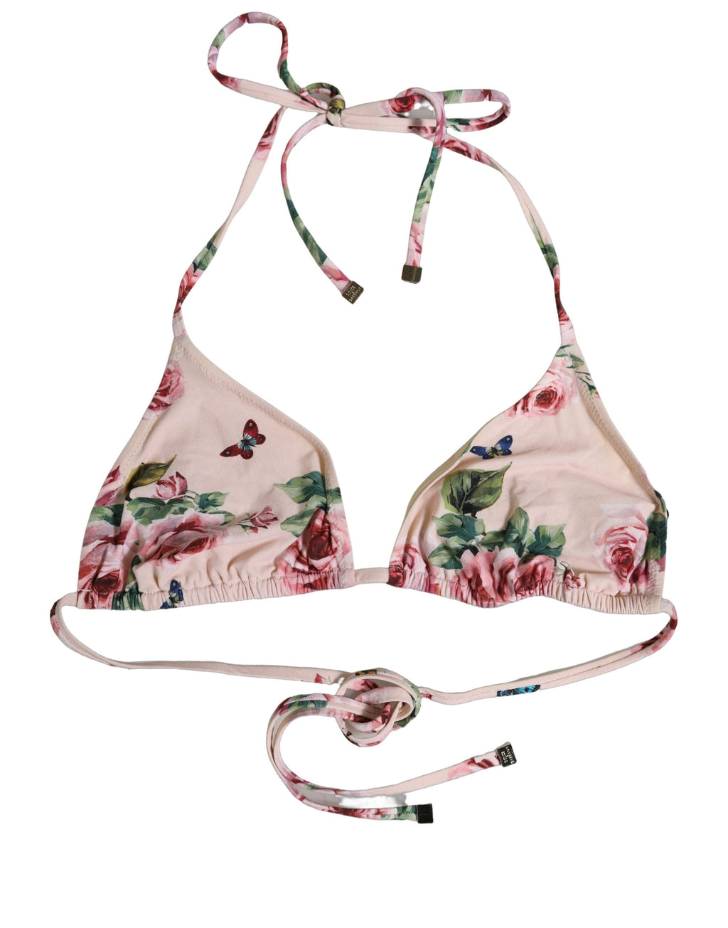 Dolce & Gabbana Pink Nylon Floral Halter Beachwear Bikini Top Dolce & Gabbana