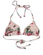 Dolce & Gabbana Pink Nylon Floral Halter Beachwear Bikini Top Dolce & Gabbana