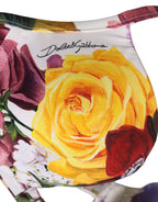 Dolce & Gabbana White Floral Print Nylon Beachwear Bikini Top Dolce & Gabbana