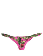 Dolce & Gabbana Fuchsia Pink Fig Print Beachwear Bikini Bottom Dolce & Gabbana