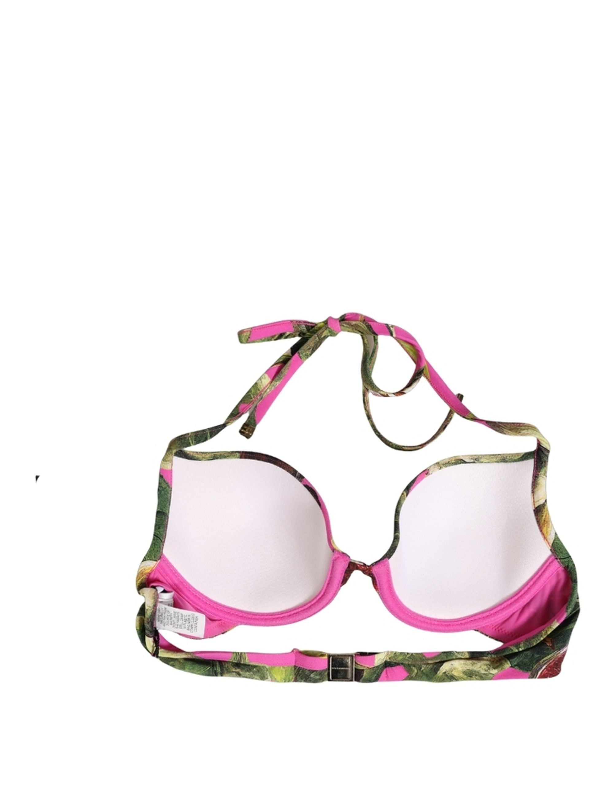 Dolce & Gabbana Fuchsia Pink Fig Print Beachwear Bikini Top Dolce & Gabbana