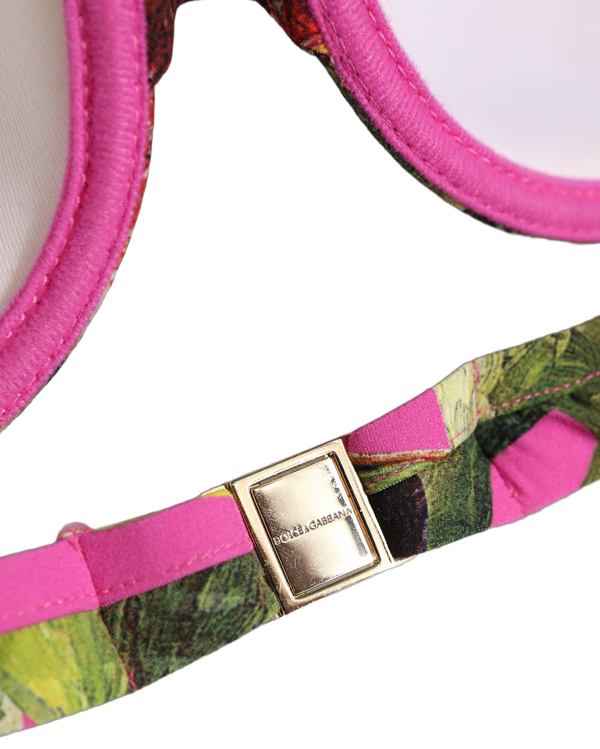 Dolce & Gabbana Fuchsia Pink Fig Print Beachwear Bikini Top Dolce & Gabbana