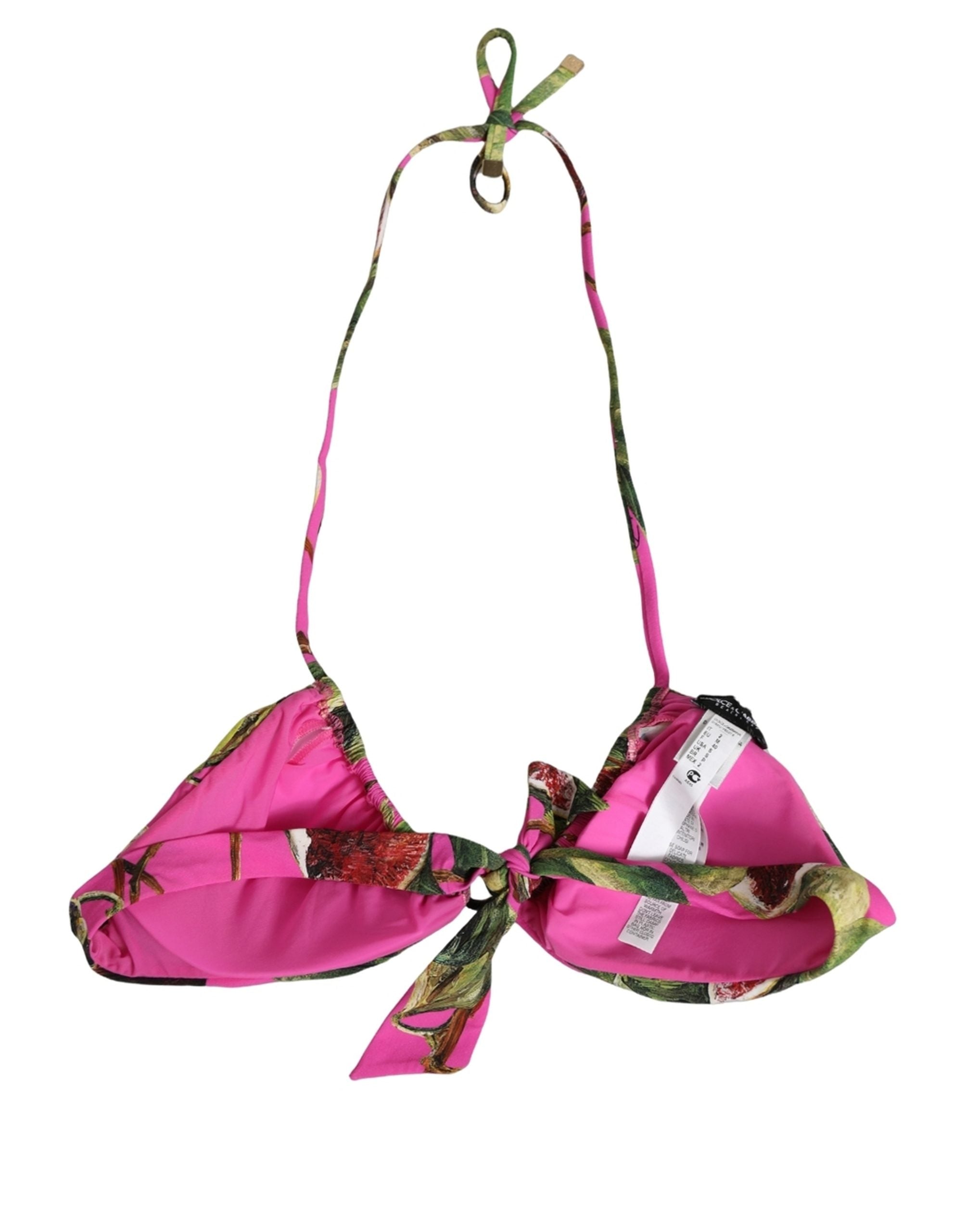 Dolce & Gabbana Fuchsia Pink Fig Print Beachwear Bikini Top Dolce & Gabbana