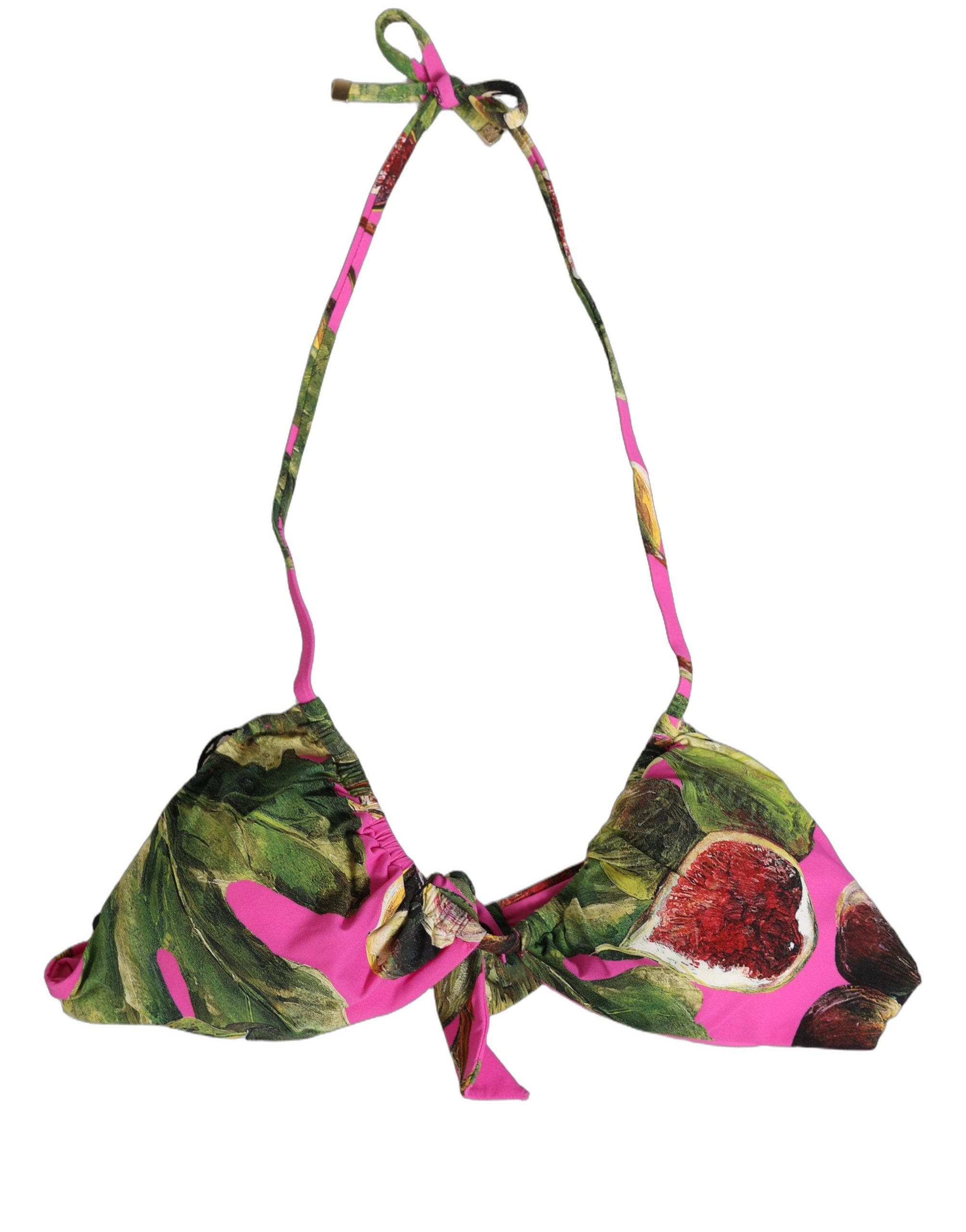 Dolce & Gabbana Fuchsia Pink Fig Print Beachwear Bikini Top Dolce & Gabbana