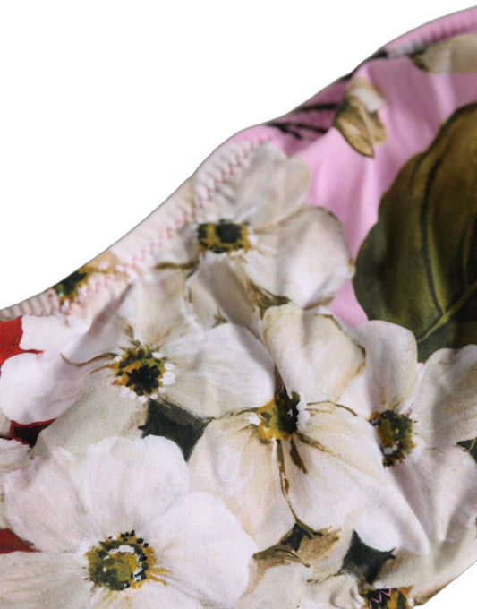 Dolce & Gabbana Pink Floral Print Bandeau Beachwear Bikini Top Dolce & Gabbana