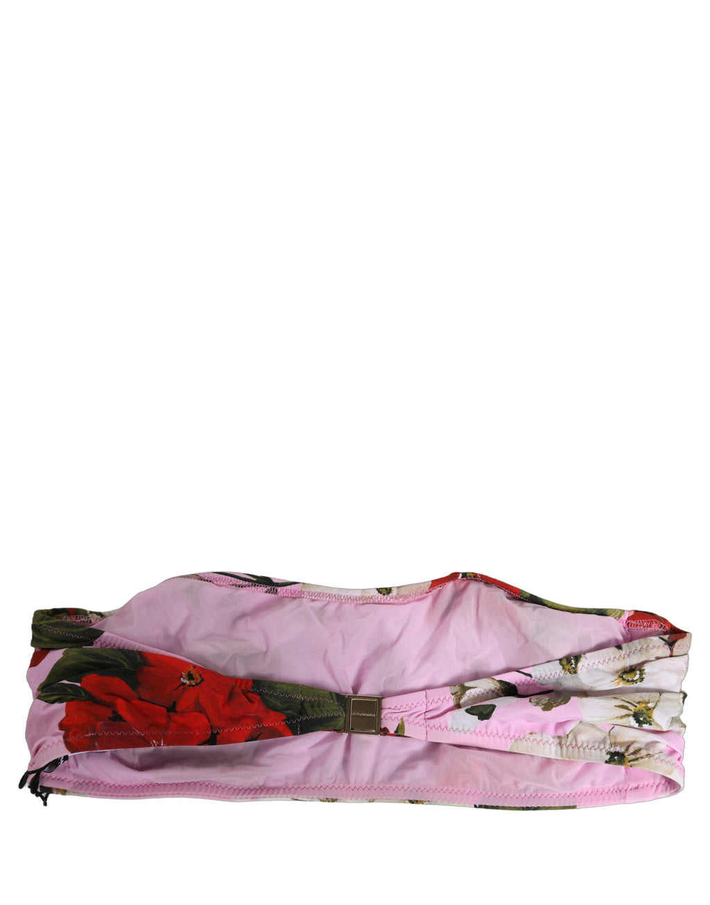 Dolce & Gabbana Pink Floral Print Bandeau Beachwear Bikini Top Dolce & Gabbana