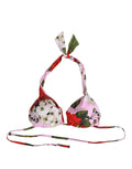 Pink floral print triangle bikini top by Dolce & Gabbana with adjustable straps and vibrant summer style.