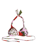 Dolce & Gabbana Pink Floral Print Triangle Beachwear Bikini Top Dolce & Gabbana