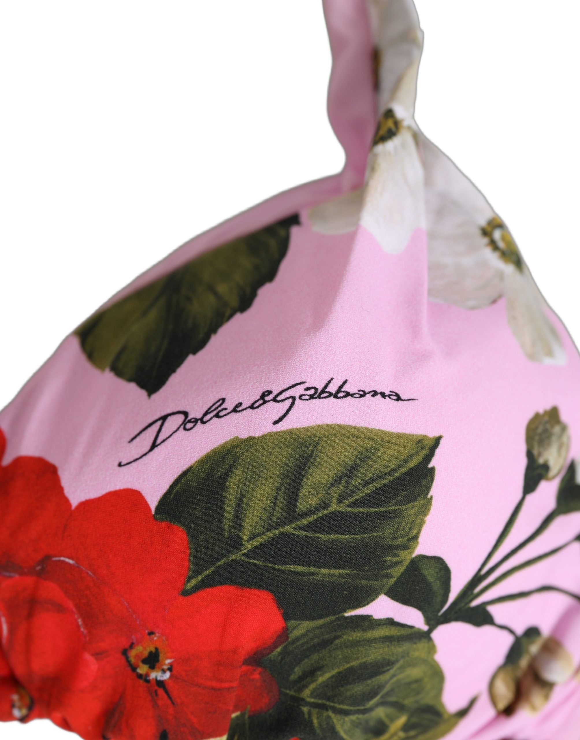 Dolce & Gabbana Pink Floral Print Triangle Beachwear Bikini Top Dolce & Gabbana
