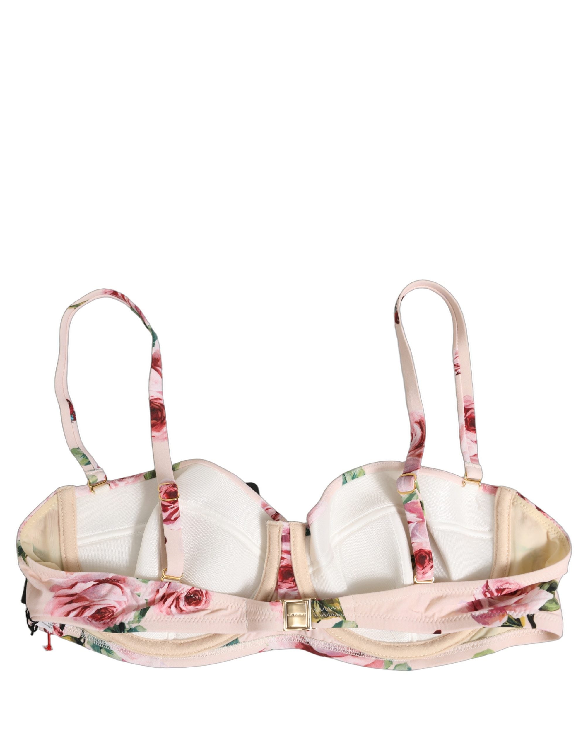Dolce & Gabbana Pink Floral Print Underwire Beachwear Bikini Top Dolce & Gabbana