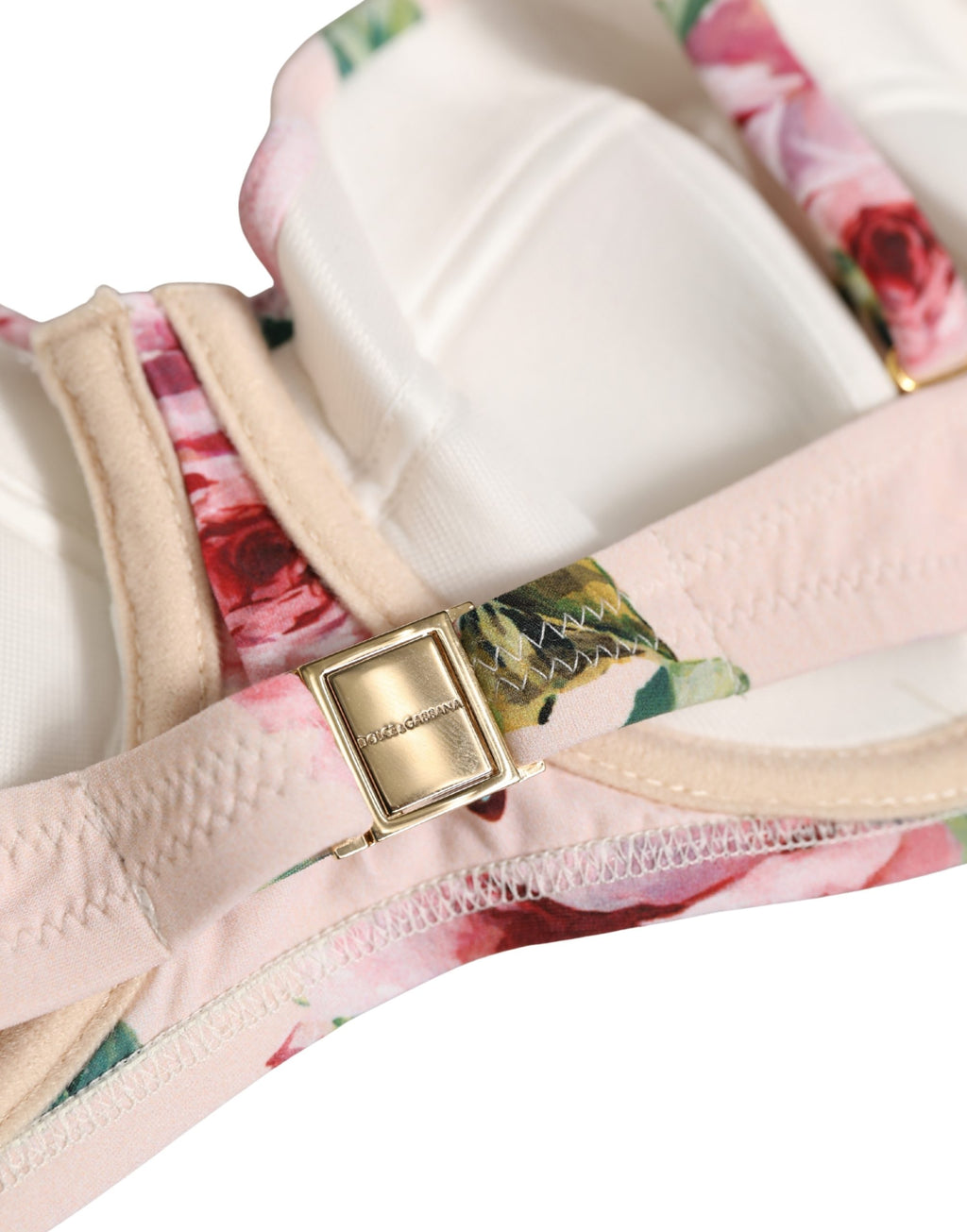 Dolce & Gabbana Pink Floral Print Underwire Beachwear Bikini Top Dolce & Gabbana